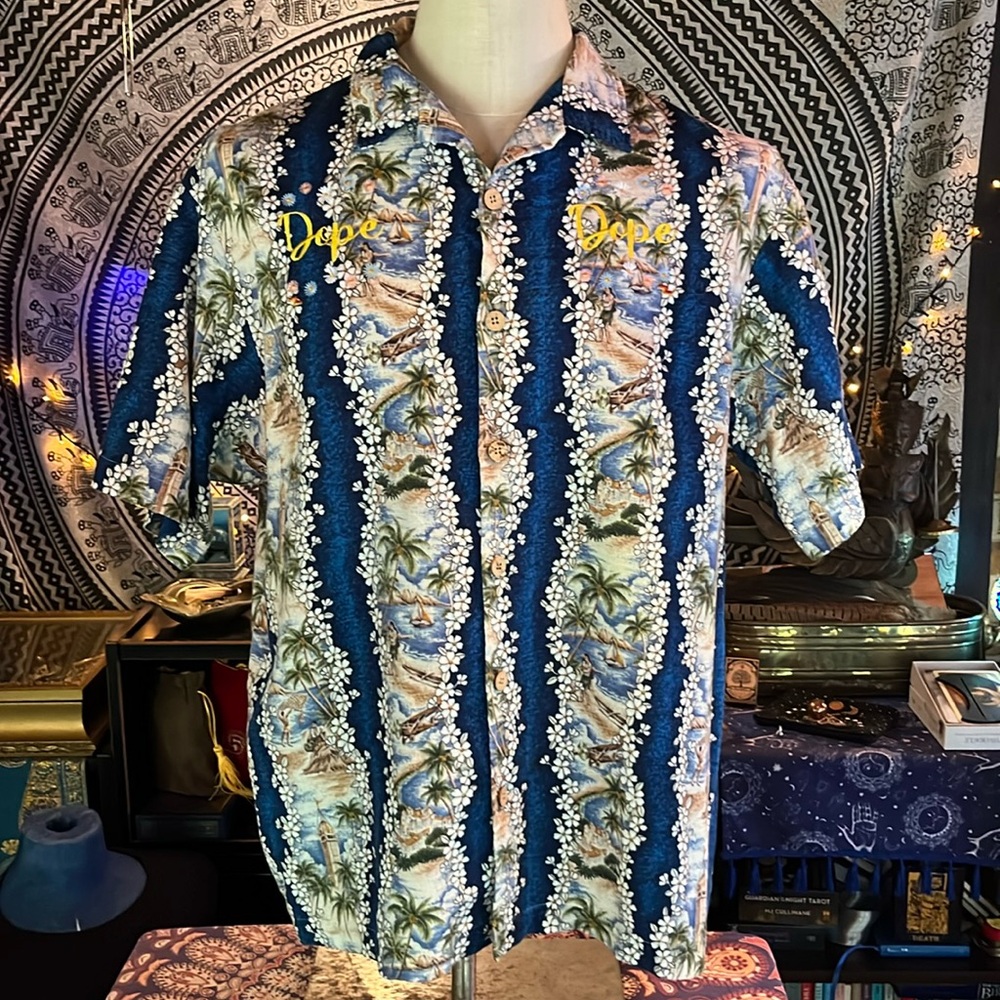 Vintage Street Culture Barkcloth Men’s Hawaiian Button Down Tiki Surfer